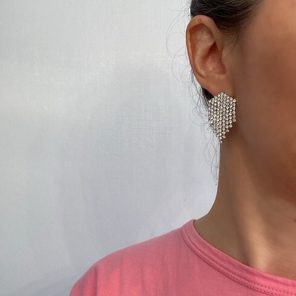 Rhinestone drop sparkly earrings small statement